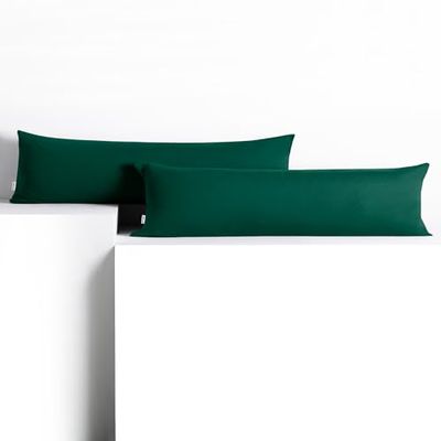 DecoKing 2 federe 20 x 145 cm Jersey 100% in 100% Jersey di Cotone Pettinato pettinato chiusura lampo verde bottiglia ambra