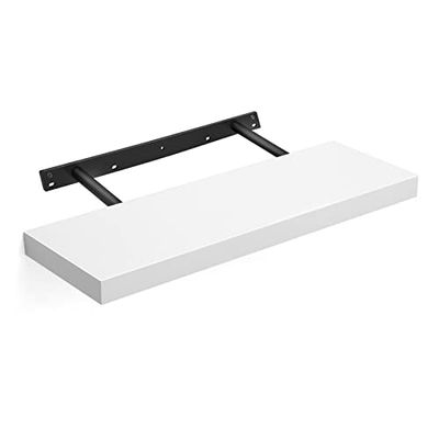 VASAGLE LWS26WT regał ścienny, na zdjęcia, 60 cm, dekoracja do salonu, kuchni, korytarza, sypialni, łazienki, biały