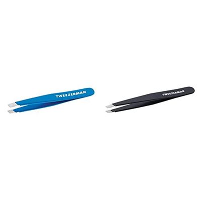 Tweezerman Bahama Blue Stainless Steel Mini Slant Tweezer & Midnight Sky Stainless Steel Slant Tweezer