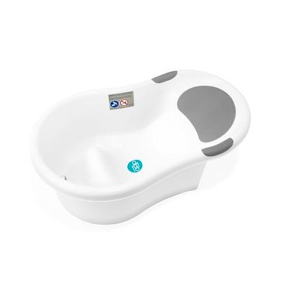 dBb Remond Baignoire pour bébé de 0 à 6 mois - Bouchon de vidange - Têtière et poignées en caoutchouc - Transat intégré - Contenance 10 litres - L64 x l38 x P22.5 cm - Blanche