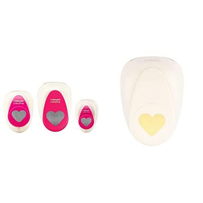 Vaessen Creative Perforeuses de Papier, Cœur, Trois Tailles, Pour Projets DIY, Scrapbooking, Création de cartes et plus & Perforatrice de Papier, Taille XXL, Coeur, Pour Projets DIY, Scrapbooking
