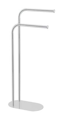 Wenko Porta Asciugamani MOD. Levante Elegante autoportante per Bagno con Appendiabiti in Acciaio Inox Lucido 30x79x17 cm Argento Brillante
