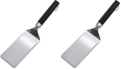 Weber Espátula para Plancha, 41cm, Acero Inoxidable, Borde Inclinado para Deslizar fácilmente Debajo de los Alimentos, Mango ergonómico Antideslizante, Apto para lavavajillas - Plateado (6779)