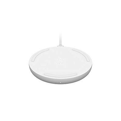 Belkin BoostCharge Wireless Charging Pad 10W (Qi-Certified Fast Wireless Charger for iPhone, Samsung, Google, more) – White, Wall Adapter Not Included