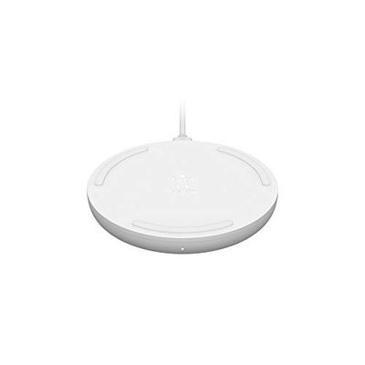 Belkin BoostCharge Wireless Charging Pad 10W (Qi-Certified Fast Wireless Charger for iPhone, Samsung, Google, more) – White, Wall Adapter Not Included