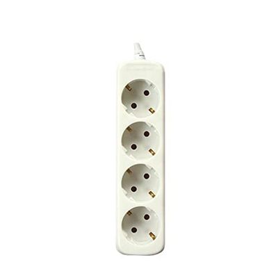 SILVER ELECTRONICS 9624 Base elétrica com 4 saídas sem interruptor, branco, 4 tomadas / 1,5 metros