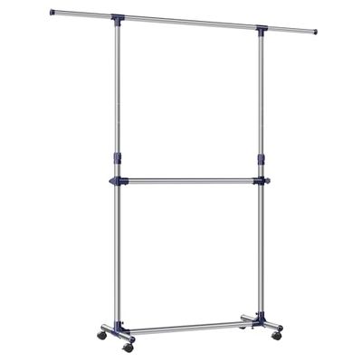SONGMICS LLR41L Suporte com barra ajustável para pendurar roupas e acessórios, cor azul, até 25 kg