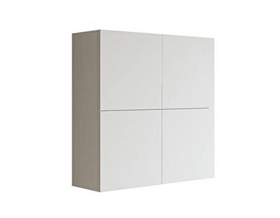 Mama Store Armario Colgante Doble con 4 Puertas y Sistema de Apertura para Empujar ADN Pull, Madera, Lacado Blanco Brillante, Cm