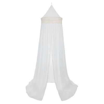 Jollein Canopy Vintage Boho Lace Marfil – Altura 245 cm – con Encaje – Dosel para Cama de bebé – Marfil, Blanco Crema