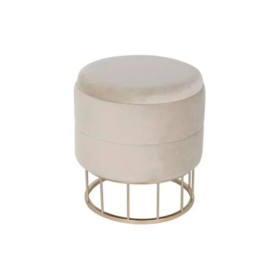 DKD Home Decor Reposapiés Beige Dorado Poliéster Metal 38 x 38 x 41 cm