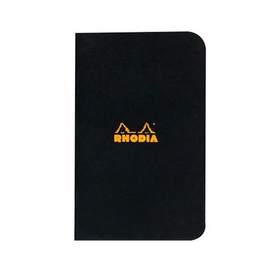 Rhodia 119159Cpack - Un lot de 20 Carnets Piqués Black - 7,5 x12 cm - Petits Carreaux - 48 pages - Papier Clairefontaine Blanc 80 g/m² - Couverture en Carte Enduite Souple, Résistante et Imperméable