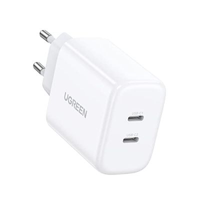 UGREEN USB C-laddare 40 W 2-port USB-C strömförsörjning PD 3.0 laddare dubbel 20 W snabbladdare kompatibel med iPhone 16 Pro Max, 15, 14, 13, 12, HomePod Mini, iPad Pro, Watch 9, Galaxy S24, S23,