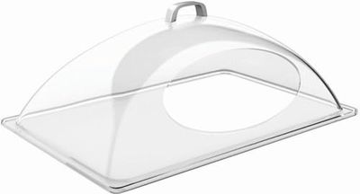 APS GN 1/1-skydd, lämplig för GN 1/1, genomskinlig plast, praktiskt taget okrossbar, utan fack, tillverkad av SAN, med frontuttag och handtag
