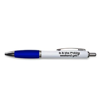 Tongue in Peach Funny Novelty Push Pen Gift | Ballpoint Pens Work Colleague Leaving Work Present | Is It The Weekend Yet | Funny Joke Stationary | BLUE PP16