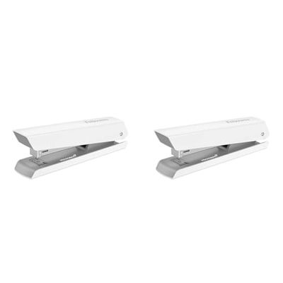 Fellowes Jam Free Stapler, 20 Sheet Capacity - LX820 Full Strip Antibacterial Manual Stapler- Uses Both 24/6mm and 26/6mm Staples - White (Pack of 2)