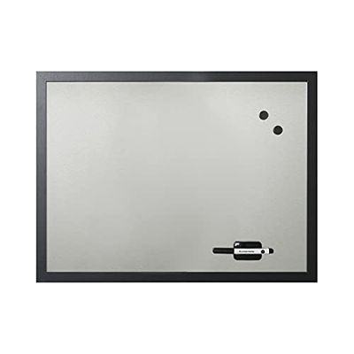 Bi-Office Lavagna Black Shadow Silverfinish, Lavagna Magnetica e Cancellabile a Secco, Cornice In Nero MDF, 90x60cm