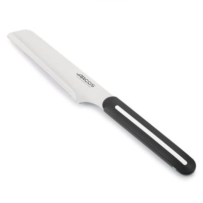 Arcos LINEA-serien, kökskniv, mikrotandad kant, 140 mm blad, ergonomiskt handtag, modern design och enastående prestanda, återvunnen kartongförpackning, svart handtag