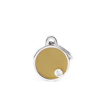 My Family Anpassad ID-skylt för hund Made in Italia, Liten brun cirkel, Gratis graverad hund namnskylt, Handemaljerad, Basic Handmade Collection
