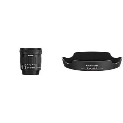 Canon Obiettivo Ultragrandangolare con Zoom, EF-S 10-18 mm f/4.5-5.6 IS STM, Nero/Antracite & EW-63C Paraluce per Obiettivo Canon EF-S 18-55 mm f/3.5-5.6 IS STM