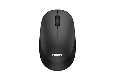 Philips SPK7307BL- Souris sans Fil Design Ergonomique avec Connexion 2,4 GHz 1600 PPP, Poignée ambidextre, Noir