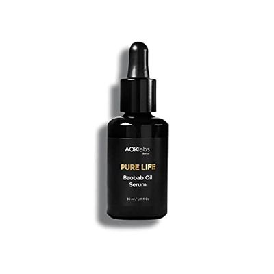 AOKlabs - Siero viso giorno e notte all'olio di Baobab I Potente siero anti-età, arricchito con vitamine per la cura quotidiana di tutti i tipi di pelle I Rigenera, idrata e nutre la pelle I 30 ml