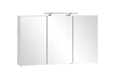 Schildmeyer 132253 - Armadietto a specchio, pannello truciolare rivestito in resina melamminica, bianco, 120 x 16 x 75 cm