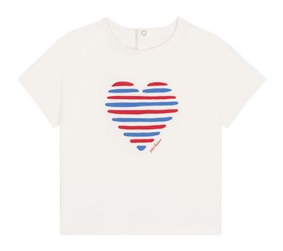 Petit Bateau Baby meisjes T-shirt met korte mouwen, wit/meerkleurig., 3 Maanden