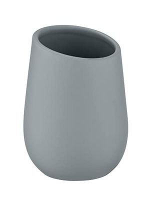 WENKO Vaso de dientes Badi gris cerámica - Soporte para cepillos de dientes, para cepillos y pasta de dientes, Cerámica, 8 x 11 x 8 cm, Gris