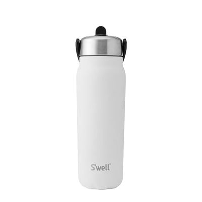 S'well Recycled Stainless Steel Explorer with Flip Straw Lid, 700ml, White Moonstone