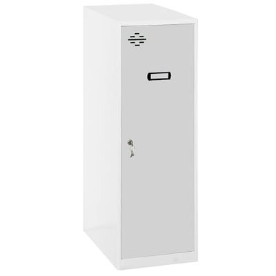 Simon Rack Taquillas Vestuario Pequeña, 915x300x500 mm, Amario Metalico Pequeño, Incluye Llave, Blanco/Gris - Simonlocker