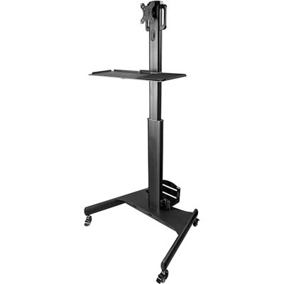 StarTech.com Carrito Ergonómico con Ajuste de Altura para Estación de Trabajo Móvil - Soporte VESA para Monitor - Soporte para CPU - Bandeja para Teclado - Workstation Móvil con Ruedas (WKSTNCART)