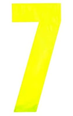 Merriway BH05621 (2 Pcs) Yellow High Visibility Reflective Plastic Stick-On Wheelie Bin Post Box Crate Dust Bin Number 150 mm (6 Inch) Number 7 - Pack of 2 Pieces