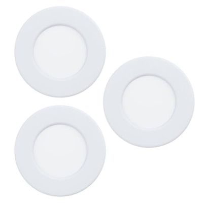EGLO Connect.z Set of 3 Smart Home recessed LED Bathroom spotlights Fueva 6-Z, Ø 8.6 cm, ZigBee, app and Alexa Voice Control, RGB, Warm-Cold White, dimmable, White Metal Ceiling spot, IP44