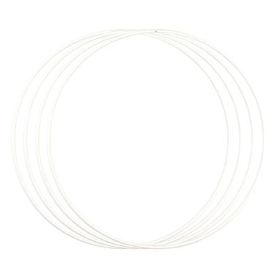 Vaessen Creative Cercle en Métal Ø 30 cm x 3 mm-Cerceau Blanc pour Attrape-Rêve, Broderie, Décoration, Art Mural, Macramé et DIY-4 Pièces, ø30cm