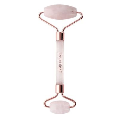 Demeliss Beauty - Rullo in quarzo rosa, lenitivo, massaggio facciale, migliora la penetrazione di trattamenti cosmetici