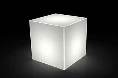 Kloris Cube Lumineux Tabouret, Assise, Puff, décoration ou Table Basse 45 x 45 cm avec câble électrique, Ampoule Incluse. IP65