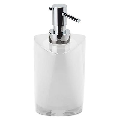 GEDY Twist Dosasapone bagno bianco 250 ml, Misure: 17,5X8,5X8,5 CM, Dispenser sapone bagno realizzato in resina resistente di alta qualità, Design Babled&Co, Fatto a mano, 2 anni di garanzia