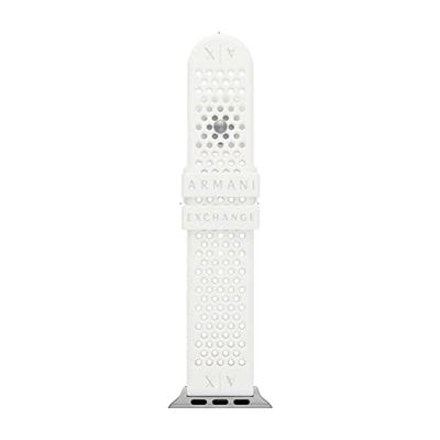 Armani Exchange Pulsera compatible con Apple Watch, 42/44/45 mm - 22 mm Silicone blanc, AXS8011