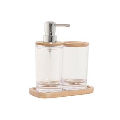 BAÑO SET 3 PS BAMBU 16X9X18 TRANSPARENTE