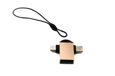 System-S USB Y-adapter 3.1 type C & 2.0 Micro B male naar 3.0 A vrouwelijke lus in roze geel
