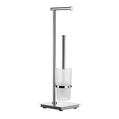 Smedbo FK603 Outline Lite Porte-Rouleau de WC/Brosse de Toilette Acier Inoxydable/Verre Opale Argent/Blanc 17,5 x 17,5 x 60 cm