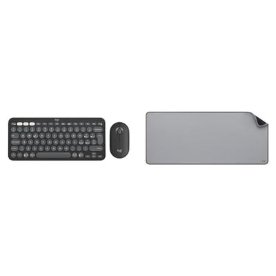Logitech Pebble 2 Combo, kit tastiera e mouse wireless discreto, portatile e personalizzabile & Desk Mat - Studio Series, Multifunzione, Tappetino per Mouse Esteso