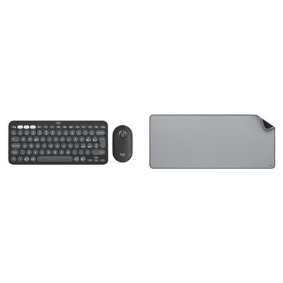 Logitech Pebble 2 Combo, kit tastiera e mouse wireless discreto, portatile e personalizzabile & Desk Mat - Studio Series, Multifunzione, Tappetino per Mouse Esteso