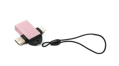 System-S Adapter USB Y 3.1 typ C & 2.0 Micro B wtyczka do gniazda 3.0 A szlufka w kolorze różowym