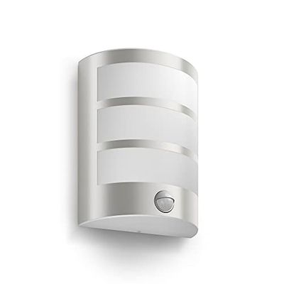 Philips myGarden Python - aplique de parede com sensor de movimento, iluminação exterior, aço inoxidável, 1 x 6 W, 230 V, cinzento