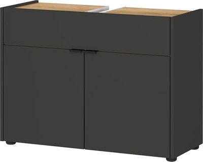 Germania wastafelonderkast 4497-549 GW-Forano, in grafiet/Navarra-eiken-Nb., met sifonuitsparing, 80 x 60 x 34 cm (b x h x d)