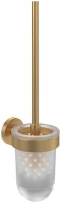 Villeroy & Boch Elements - Set di scopino per WC, da parete, con contenitore in vetro satinato, rotondo, oro
