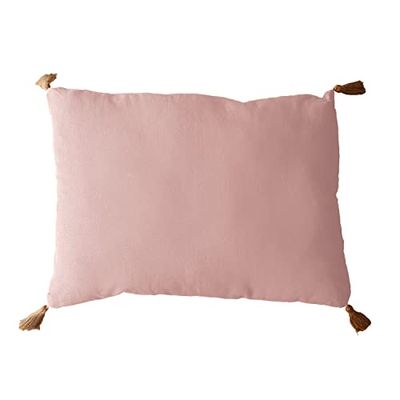 Kudde med 4 tofsar Jute, 50 x 70 cm, gammal rosa, 2007VRCJT050070