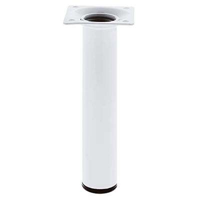 Amig - Pata Redonda para Mueble - Mod. 4 - Ø30 x 100 mm - con Tornillo de Regulación - Atornillable por 4 Puntos - Resiste hasta 15 Kg/Pata - Acero Blanco