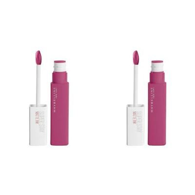 Maybelline New York Rossetto Matte SuperStay Matte Ink, Tinta Labbra a Lunga Tenuta, Colore Intenso e Vibrante, No Transfer, Pathfinder (150), 5 ml (Confezione da 2)